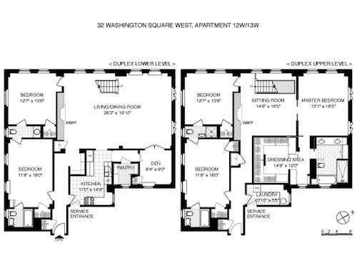 32 Washington Square West Mary-Louise Parker co-op floor plan
