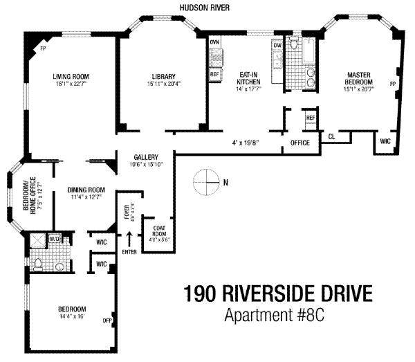 Tea Leoni's apartment at 190 Riverside Drive in NYC floorplan